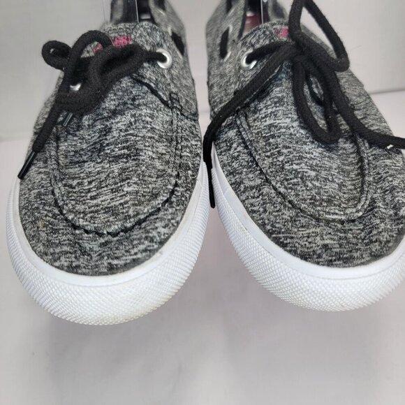 U.S. Polo Assn. Womens 8.5 Gray Black Slip-On Canvas Boat Shoes Loafer Preppy - Picture 3 of 9